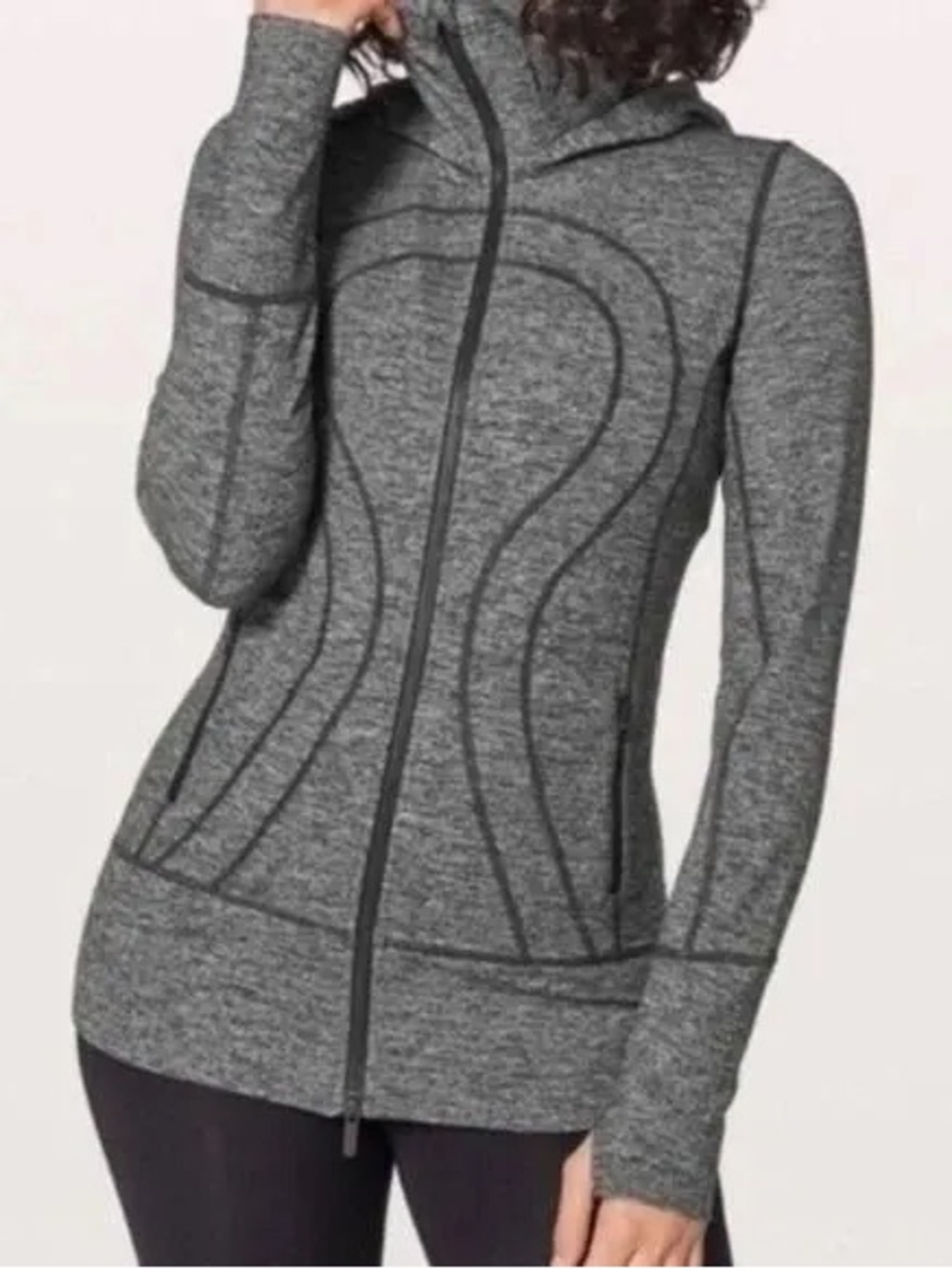 Lululemon Women's Stride Jacket Luon Gray Full Zip Hooded Size 6